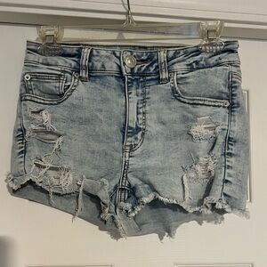 American Eagle Outfitters Light Wash Distressed Denim Shorts